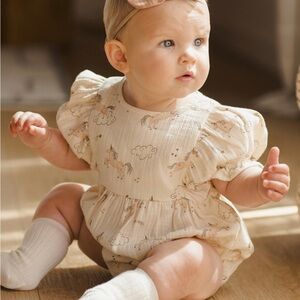 Quincy Mae Cosette Cream Unicorn Baby Romper
